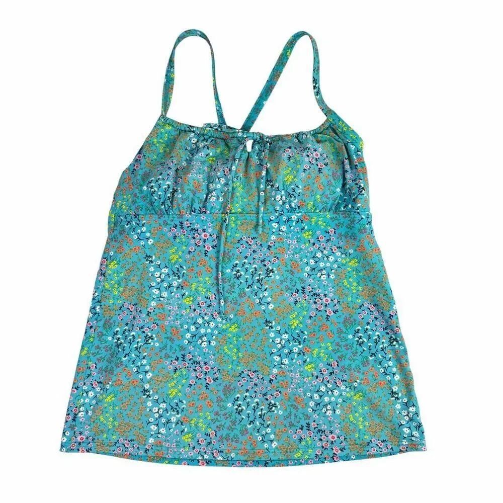 Lands End Womens Tie Front Underwire Tankini Top size 8L